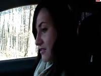 Amateur German girl gets on a car