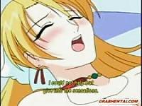 Busty blonde hentai chick sucks dick