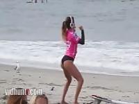 Brunette owns the beach