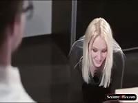 Stunning office babe pounded on the desk