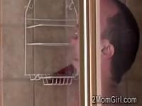 Cougar shares shower with stepson and gf