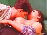 Snuggling up to her massive tits