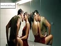 Hot babe spreads in bathroom