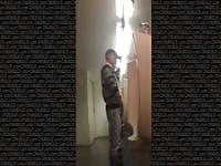 Daddies pissing in public toilet